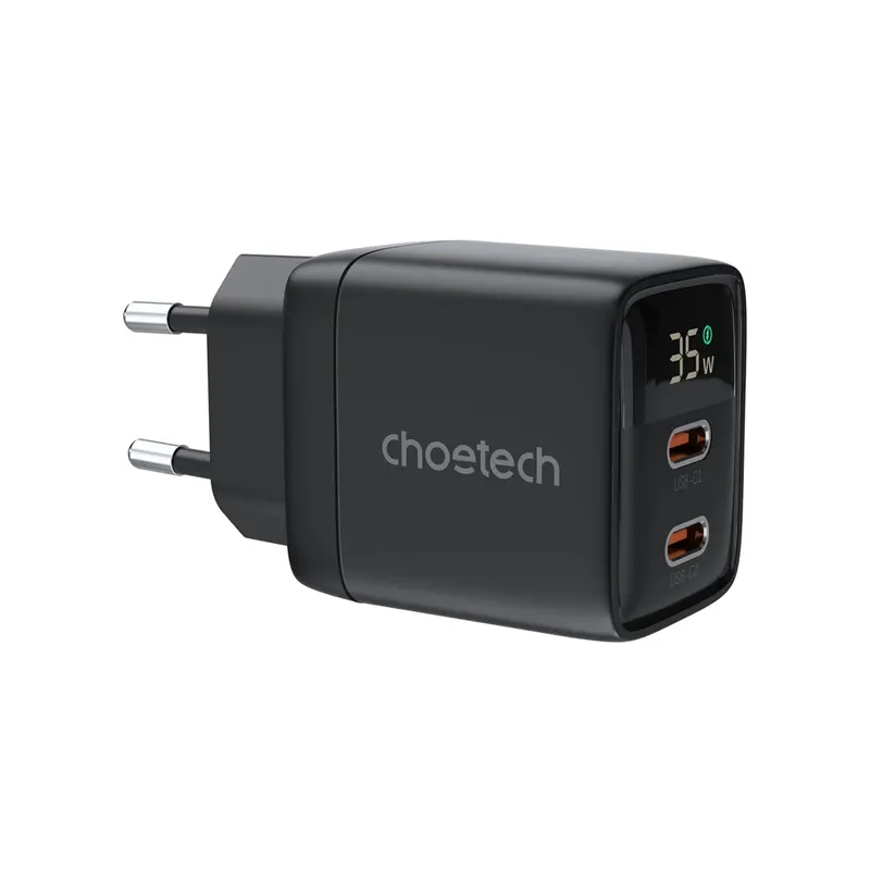 Choetech 35W Dual Type-C Port PD GaN Fast Charging Adapter (PD6051-EU-BK) Official