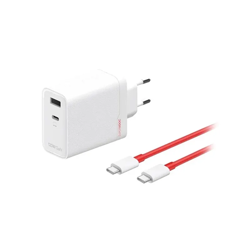OnePlus SUPERVOOC 120W Dual Ports GaN Power Adapter with Type-C to Type-C Cable (EU-Plug) Official