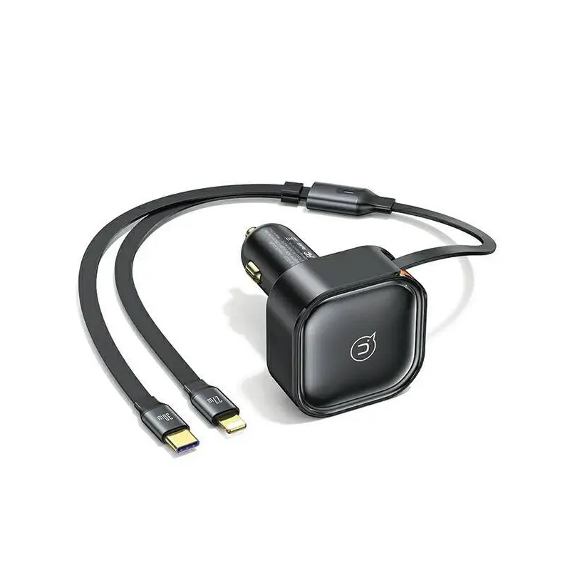 USAMS C41 PD 30W Car Charger with Type-C & Lightning Retractable Cable (US-CC219) offical