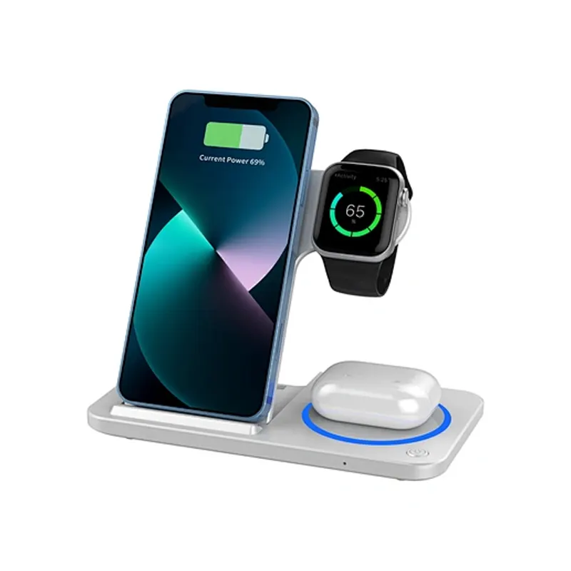 WiWU Wi-W020 Foldable 3-in-1 15W Wireless Charger - White Official
