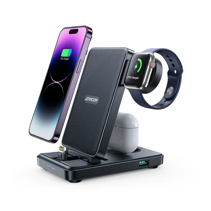 Joyroom JR-WQS02 4-in-1 Lightning Wireless Charging Stand – Black Official