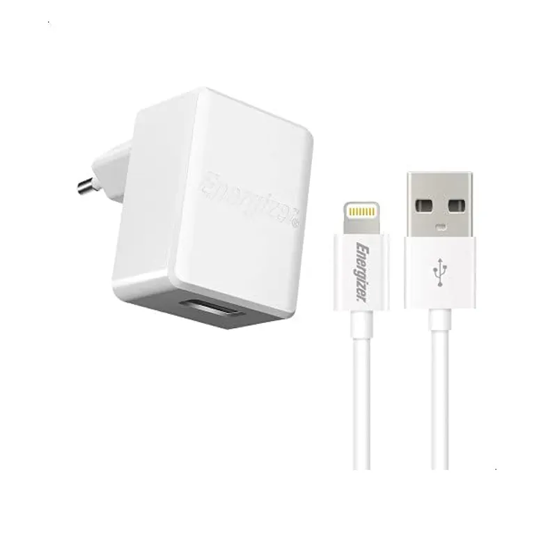 Energizer ACA1AEUCLI3 24W USB Wall Adapter with Lightning Cable (EU Plug) - White Official