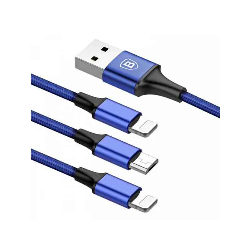Baseus Rapid Series 3-in-1 3A 1.2M Micro+Dual Lightning Data Cable (CAMLL-SU13)