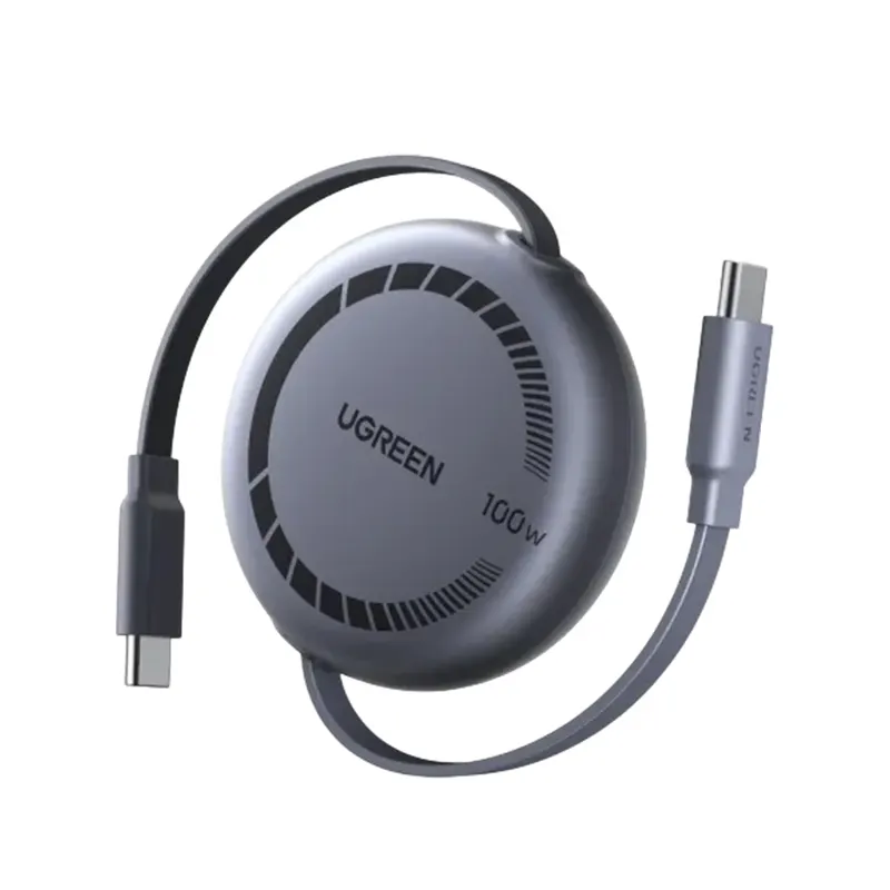 UGREEN 65905 USB-C to USB-C PD Fast Charging Retractable Cable 100W Max 1m L531-Space Gray