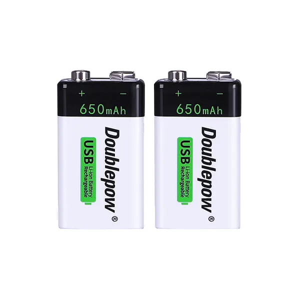 Doublepow 9V 650mAh Lithium-ion Rechargeable Battery