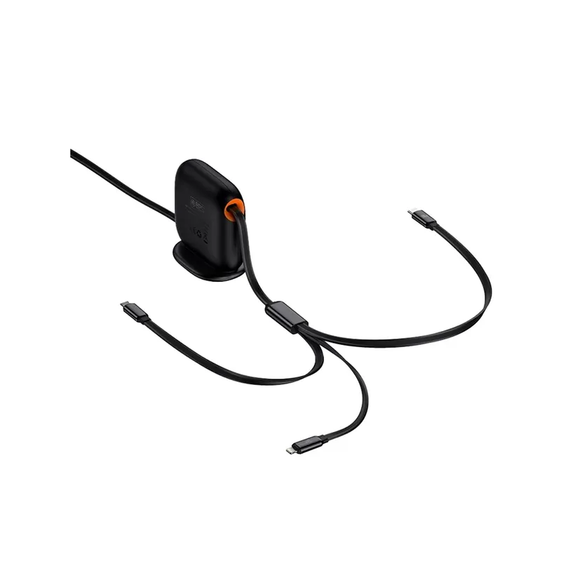 Baseus Traction Series Retractable 100W 1.7m 3-in-1 Type-C to Micro Type-C Lightning Fast Charging Cable (CAQY000001)