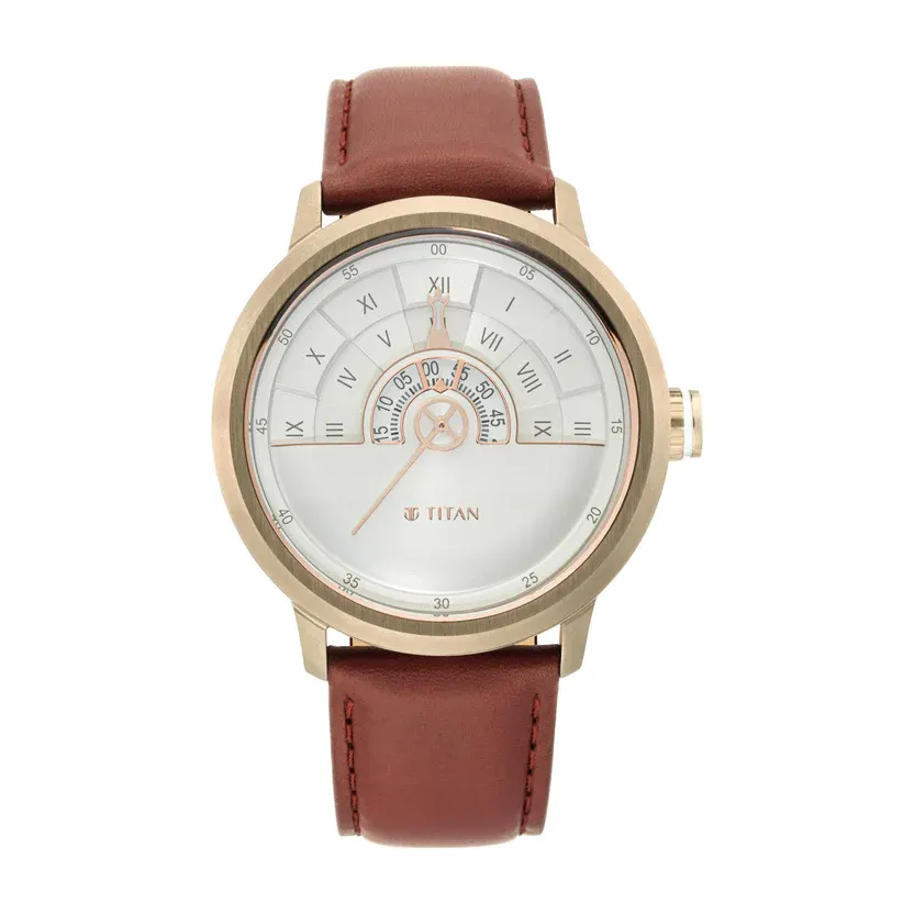 Titan Grandmaster NT1828QL03 Quartz Analog Leather Strap Men’s Watch