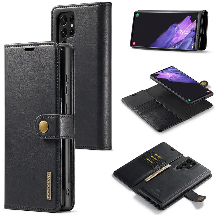 （COD)For Samsung Galaxy S22 Ultra DG.MING Retro Oil Side Horizontal Flip Leather Case with Holder y Card Slots y Wallet