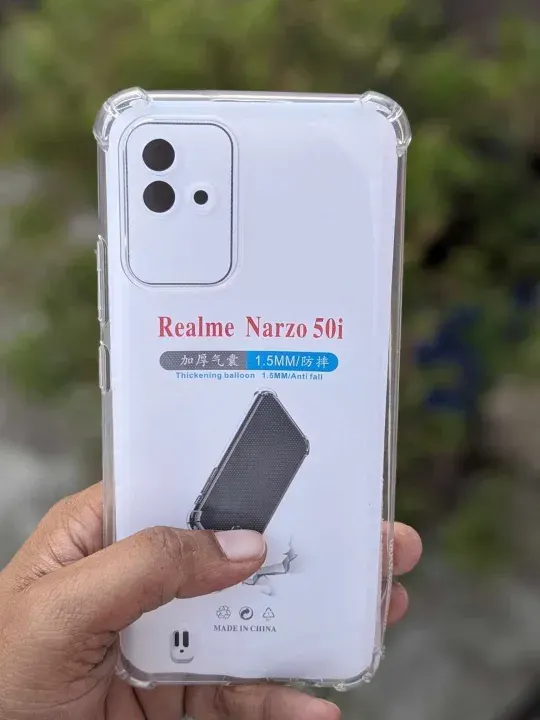 Realme Narzo 50I Shockproof Transparent Liquid Crystal Long Time Use Soft premium protective back cover Case & Cover Price in Bangladesh - Mobile.com.bd