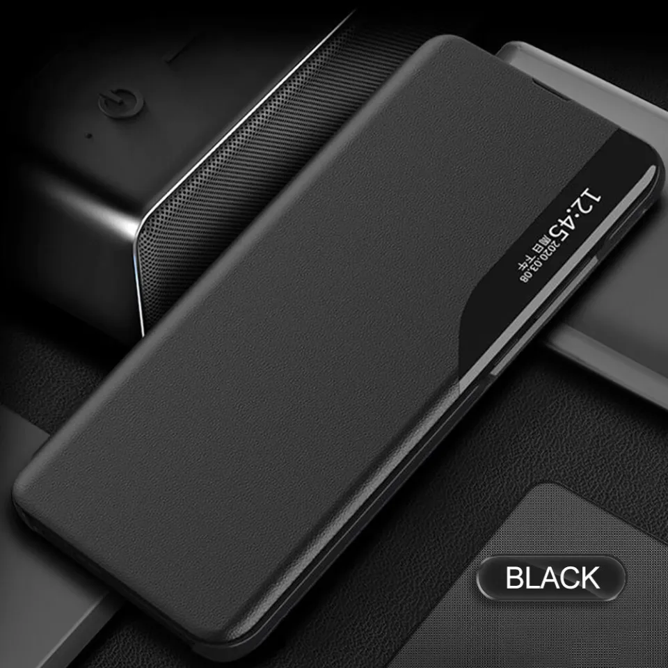 Samsung Galaxy A50 A50S A30s Leather Flip Cover Case with Smart Window Display Magnetic Stand Phone Cases Covers