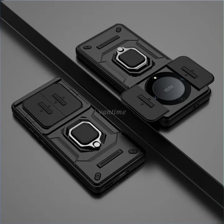 Vantime for Honor X9b 5g Hard Case Sliding Lens Protective Magnetic Stand Back
