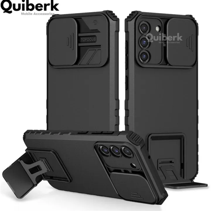 Quiberk for Samsung Galaxy S21 Fe 5G Phone Case Slide Camera Cover Leg Hard