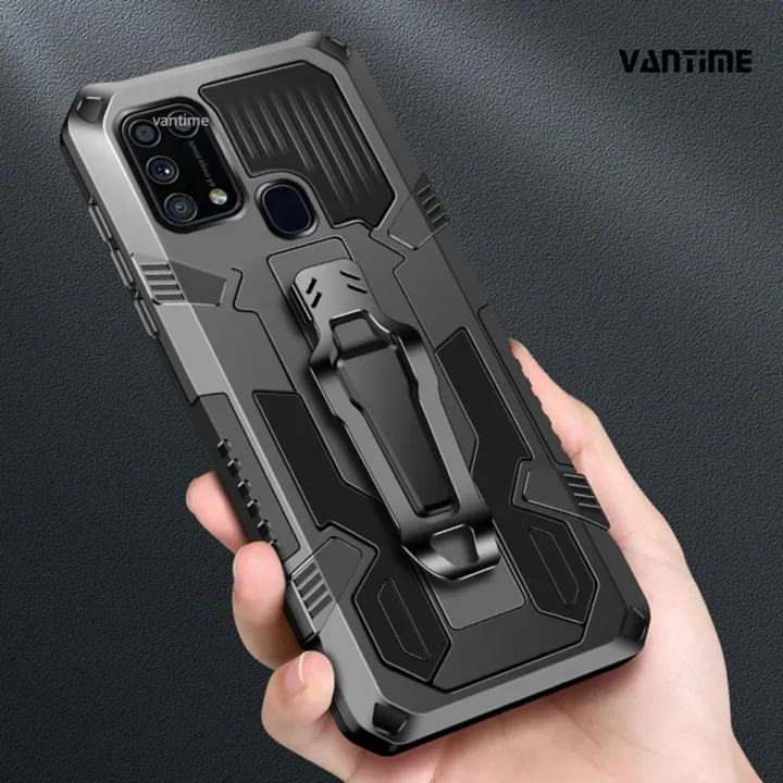 Vantime for Samsung Galaxy M31 M21 Belt Clip Case Kickstand Slim Phone Cover