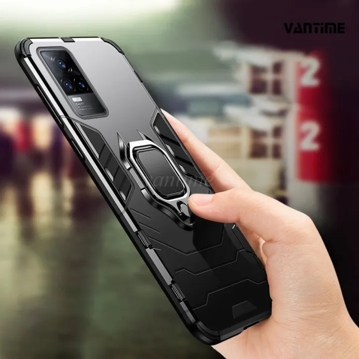 Vantime for Vivo V21e Shockproof Hard Case Stand Holder Cover