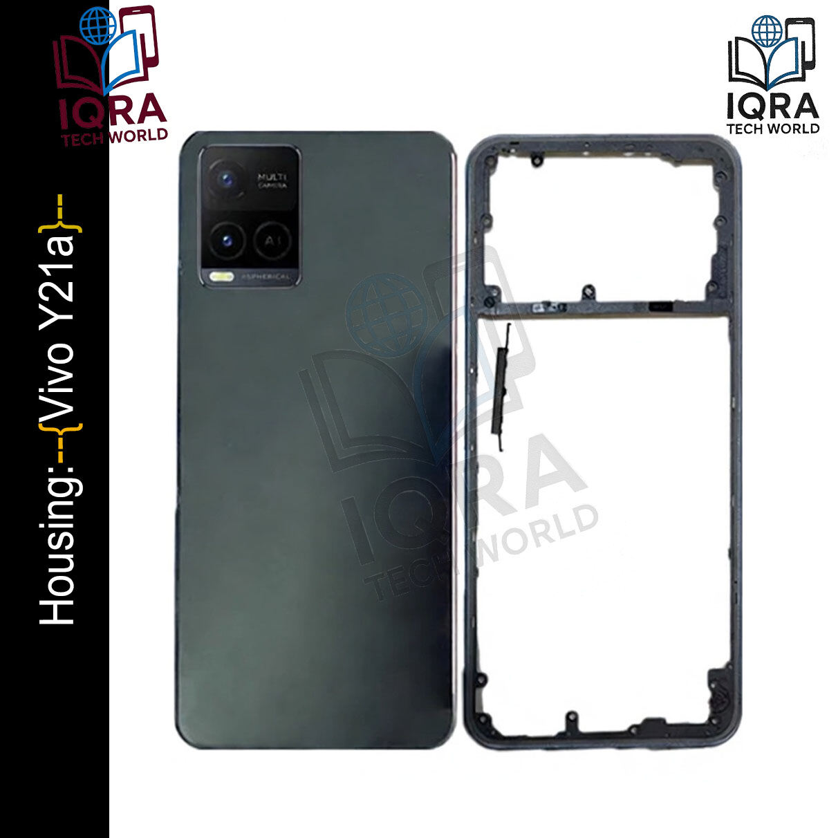 Vivo Y21a (Backshell) Back Panel with Side Frame Housing(Black) Replacement Parts Price in Bangladesh - Mobile.com.bd