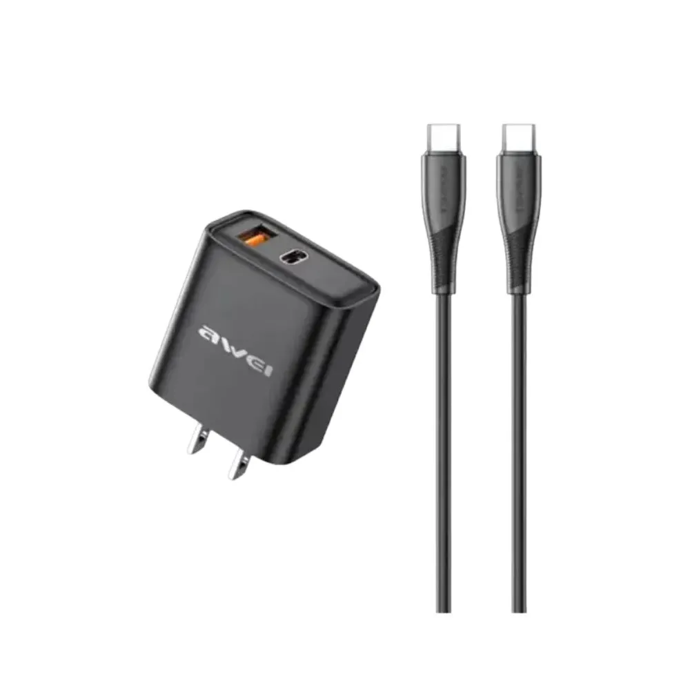 AWEI PD81C Dual Port Fast Charger 22.5W USB + 20W Type-C Wall Adapter - Price in Bangladesh