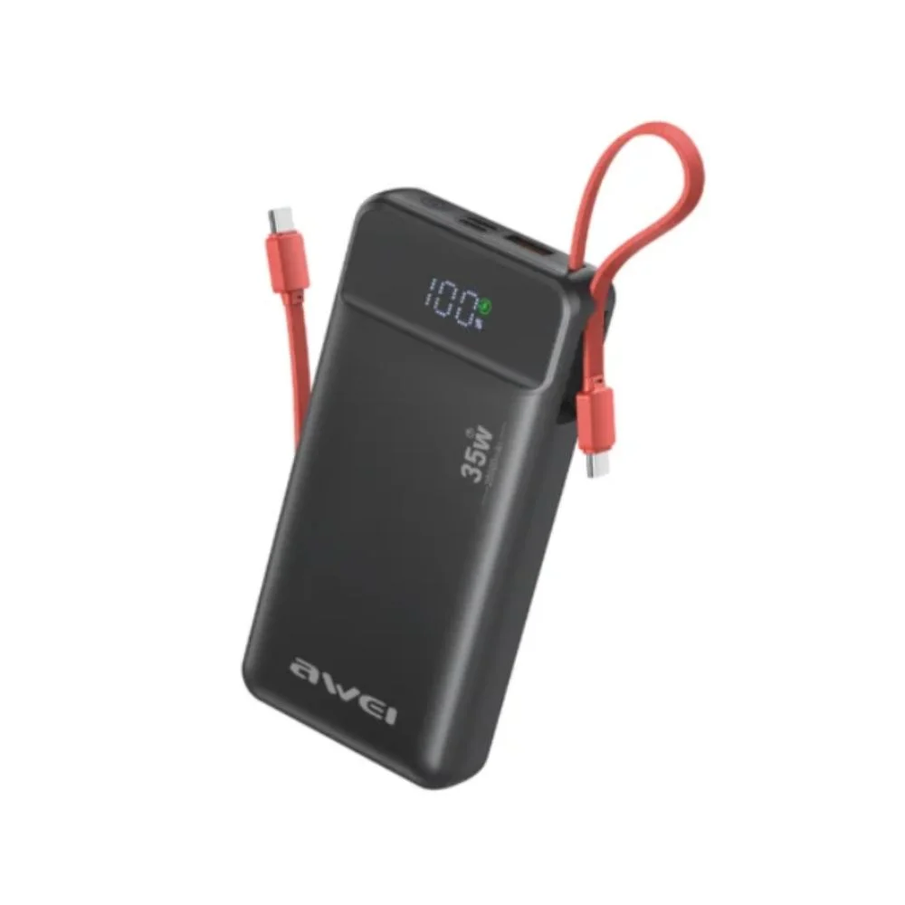 AWEI S22-35W 20000mAh Power Bank with Built-in Cable Power Banks Price in Bangladesh - Mobile.com.bd