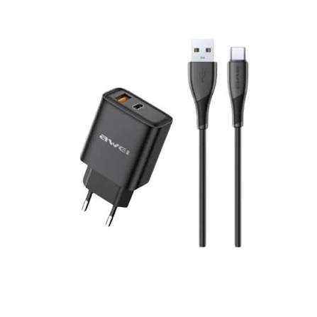 Awei C15T-EU Dual USB Wall Charger with Type-C Cable - Price in Bangladesh