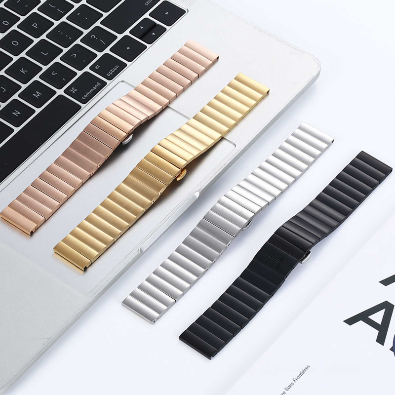 22mm Stainless Steel Bamboo Link Watch Band Adjustable Metal Bracelet Strap for Smartwatches and Luxury Watches Butterfly Buckle - Price in Bangladesh