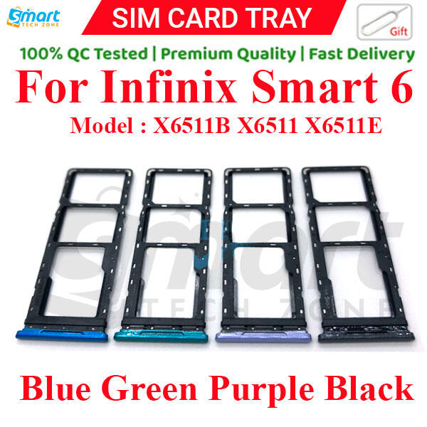 Infinix For Infinix Smart 6 X6511B X6511 X6511E Sim Tray Micro SD Card Slot with Sim Ejector Pin Replacement Part Sim Trays & Ejector Pins Price in Bangladesh - Mobile.com.bd