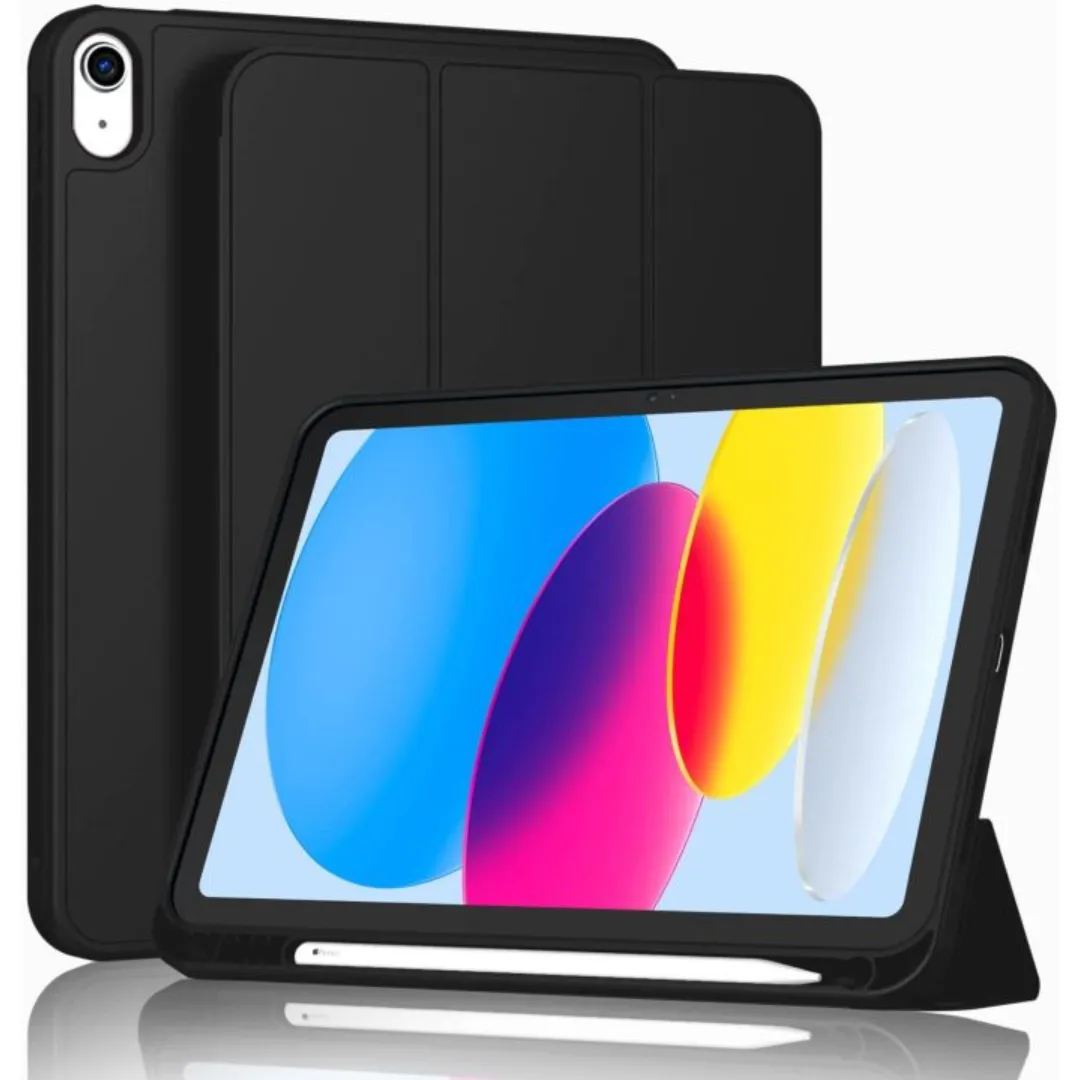 Premium Flip Case For Ipad (A16) 11Th/10Th Generation (2025/2022) With Pencil Holder, Slim Tablet Cover With Soft Tpu Back, Auto Wake/Sleep Black-Navy Blue (Model: A2757 A2777 A3162 A2696 A3355 A3356 A3354)