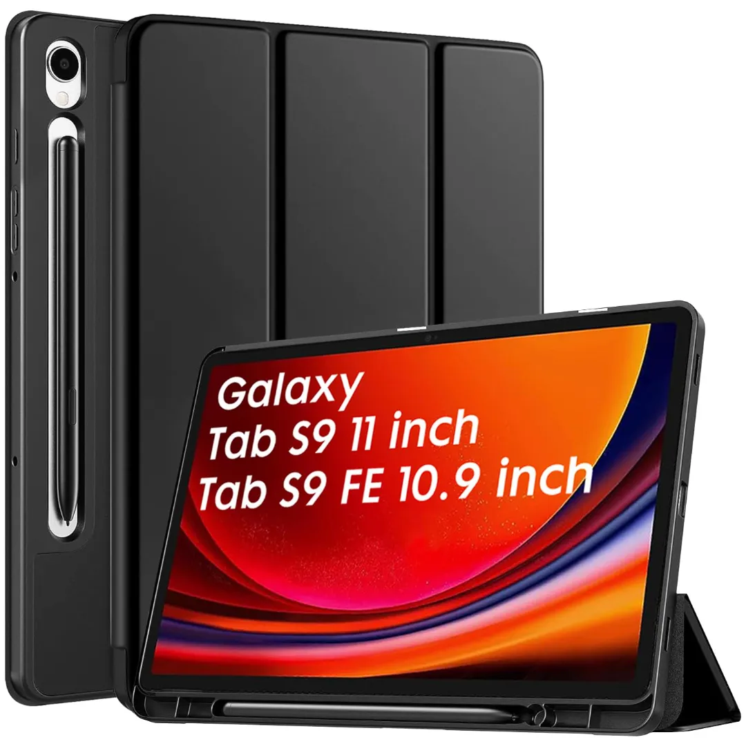 Robustrion Cover For Samsung Tab S9 11 Inch/Tab S9 Fe Cover Case 10.9 Inch, Flip Case Cover With [S Pen Holder] For Samsung Galaxy Tab S9 Tablet/Tab S9 Fe Tablet Cover [Auto Sleep Wake]-Black/Navy Blue Phone Cases & Covers Price in Bangladesh - Mobile.com.bd