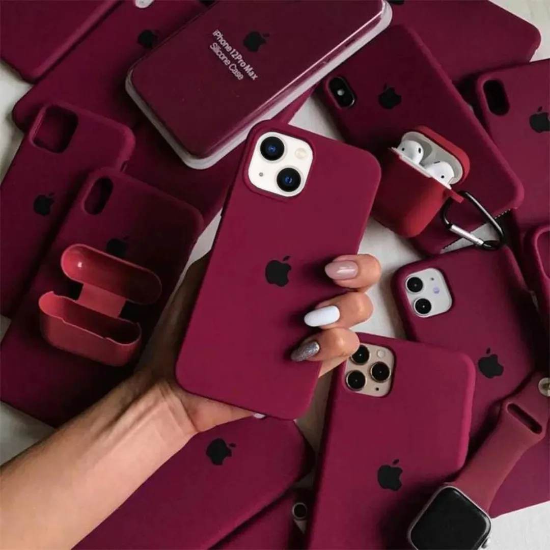 For Iphone 13 Mini 5.4 Luxury Shockproof Liquid Silicone Case Back Cover Maroon Phone Cases & Covers Price in Bangladesh - Mobile.com.bd