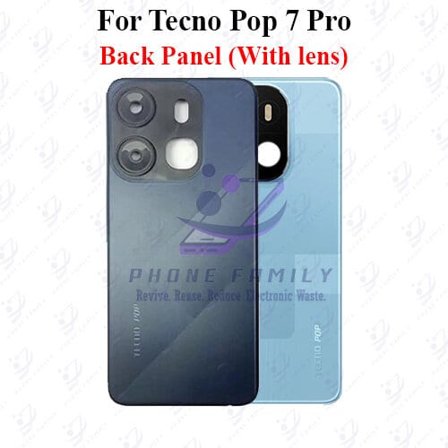 For Tecno Pop 7 Pro Back Panel/Backshell/ Casing + Camera Lens + Side Button With Logo-All Colors Available Price in Bangladesh - Mobile.com.bd