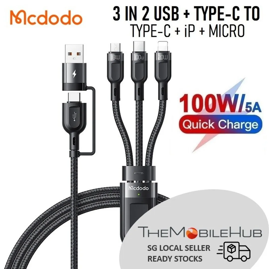 Mcdodo 3 in 2 PD Fast Charging Cable 100W Cable Cables Price in Bangladesh - Mobile.com.bd