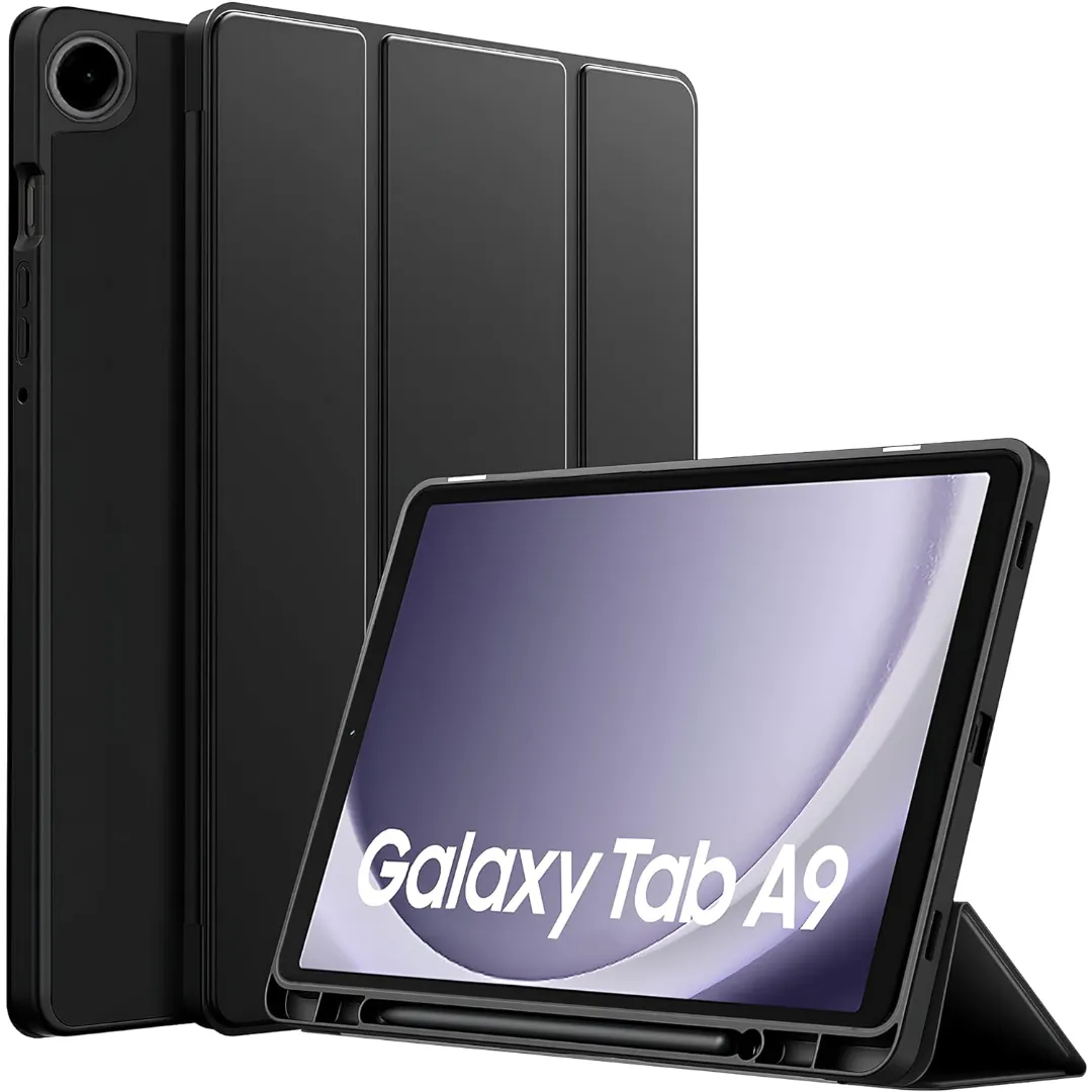 Proelite Cover For Samsung Galaxy Tab A9 8.7" Case, Soft Flexible Flip Case Cover With S Pen Holder For Samsung Galaxy Tab A9 8.7 Inch With Auto Sleep Wake [Recoil Series] - Black