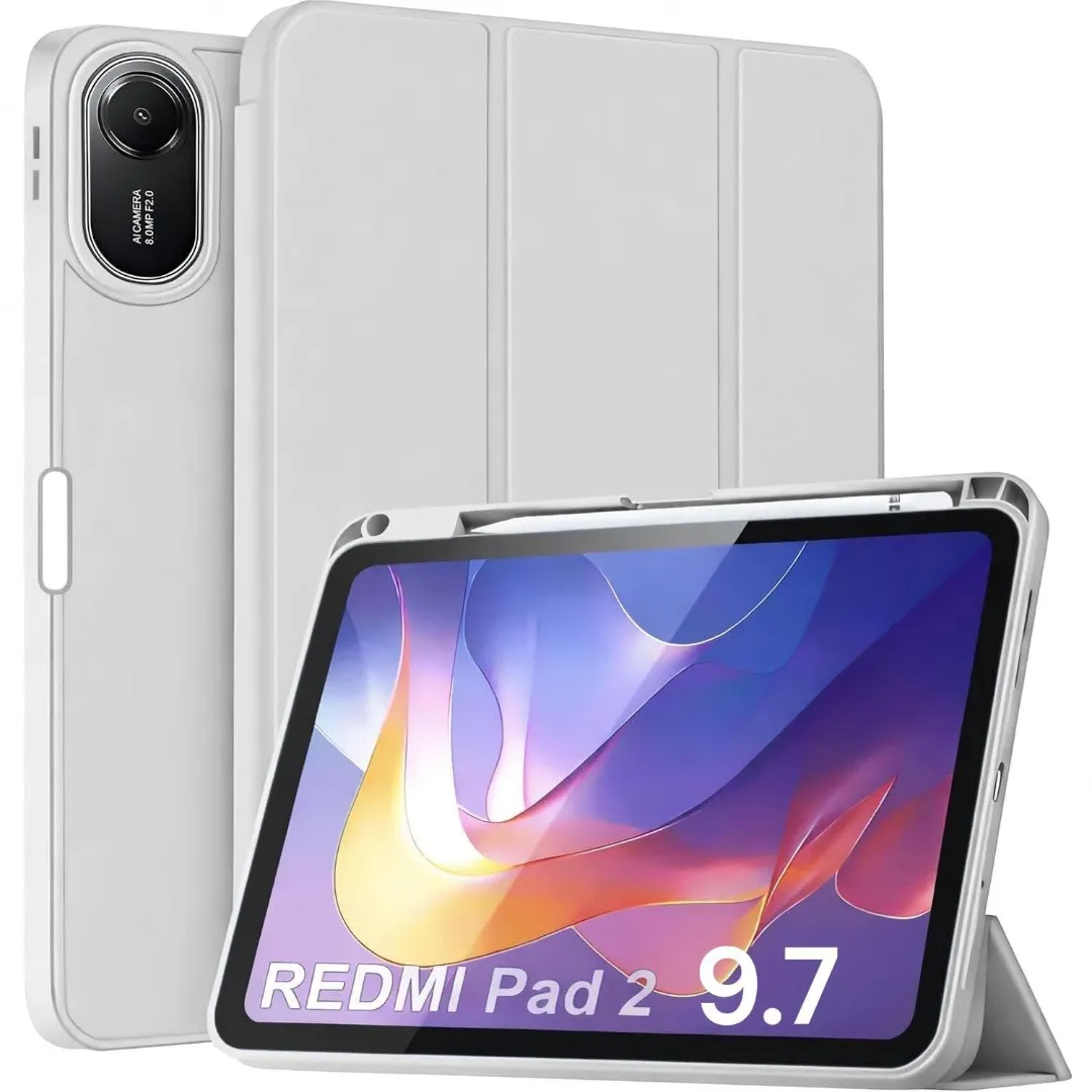 Proelite Smart Cover For Xiaomi Redmi Pad 2 9.7 Inch Case, Soft Flexible Flip Case Cover For Xiaomi Redmi Pad 2 Se 9.7 Inch With Pen Holder, Support Auto Sleep Wake, [Recoil Series] - Black - Navy Blue