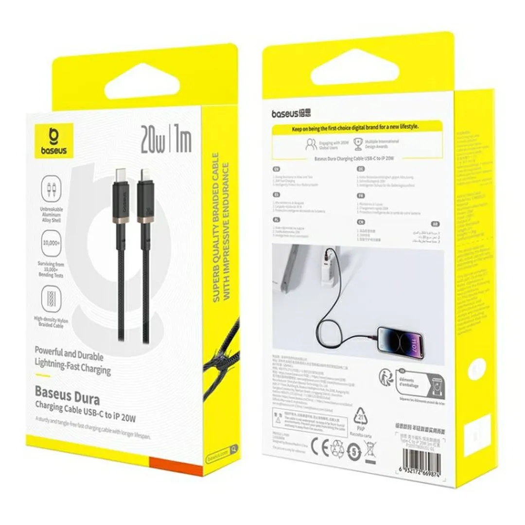 Baseus 20W PD USB C to Lighting Fast charging Cable for iPhone -1M Cables Price in Bangladesh - Mobile.com.bd