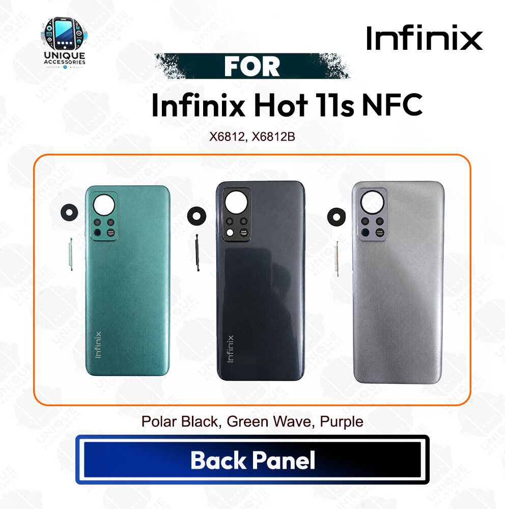 Infinix Hot 11s NFC Back Panel Back Housing Frame Backshell Without Camera Glass Replacement Spare Part (X6812, X6812B) Back Panels & Housings Price in Bangladesh - Mobile.com.bd