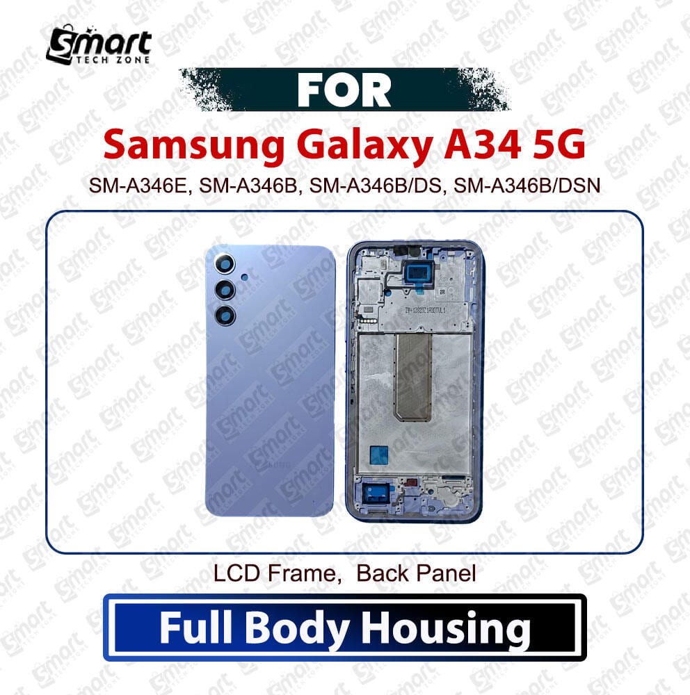Samsung Galaxy A34 5G Full Body Housing Case - Middle LCD Frame & Back Cover Replacement Spare Part (Compatible with SM-A346E, SM-A346B, SM-A346B/DS, SM-A346B/DSN) - Price in Bangladesh