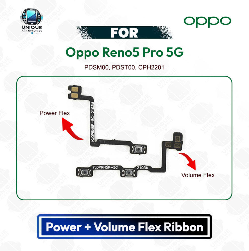 Oppo Reno5 Pro 5G Power Button Volume/On Off Key Flex Cable Replacement Parts | PDSM00, PDST00, CPH2201 Flex Cables Price in Bangladesh - Mobile.com.bd