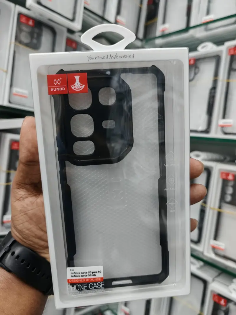 Xundd Infinix Note 50 Pro 4G / Infinix Note 50 4G XUNDD Anti-drop Airbags TPU PC Transparent Matte Laser Pattern Cover Case & Cover Price in Bangladesh - Mobile.com.bd