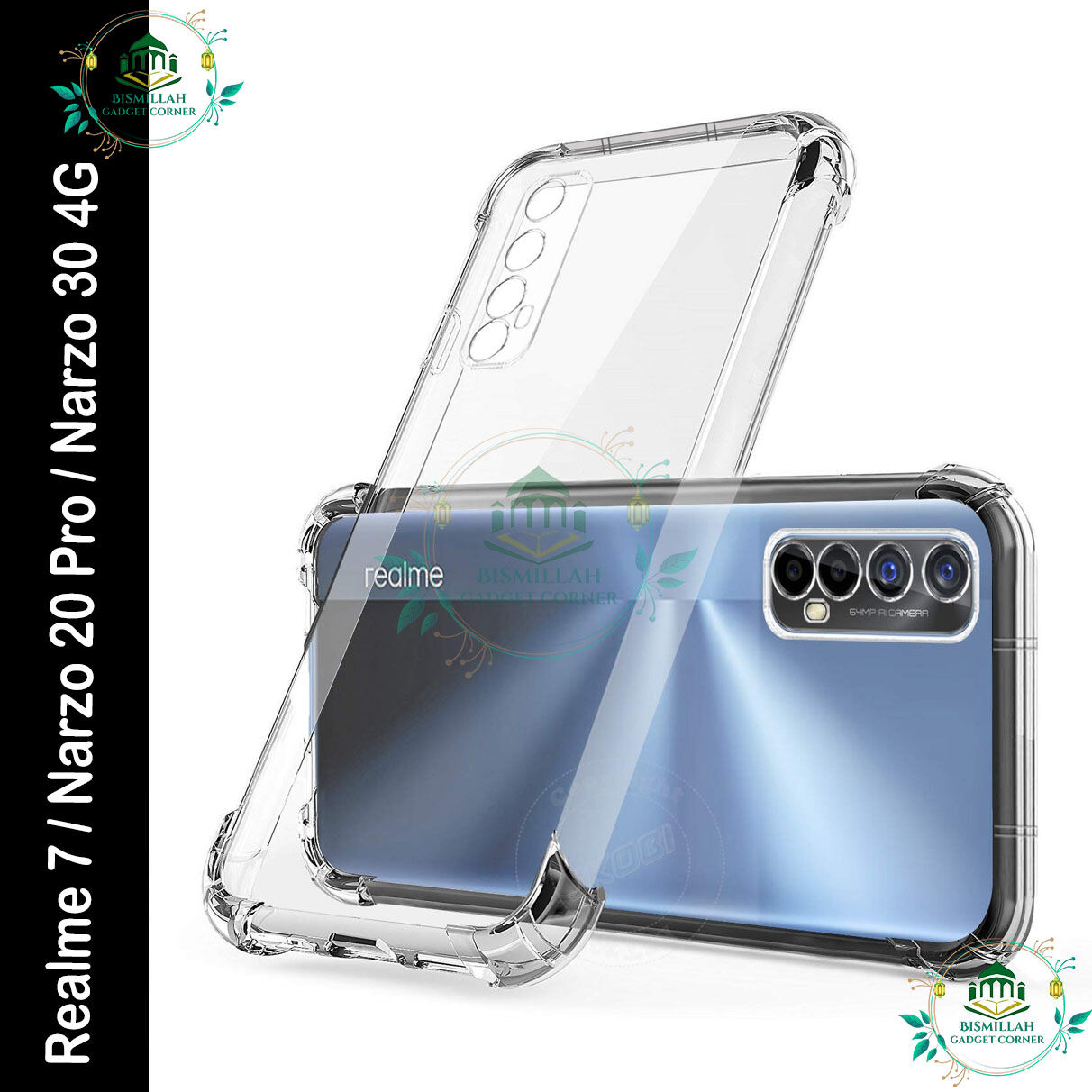 Realme Transparent back cover For Realme 7 / Realme Narzo 20 Pro / Realme Narzo 30 4G Luxury transparent Protect Back Cover Soft Case Case & Cover Price in Bangladesh - Mobile.com.bd