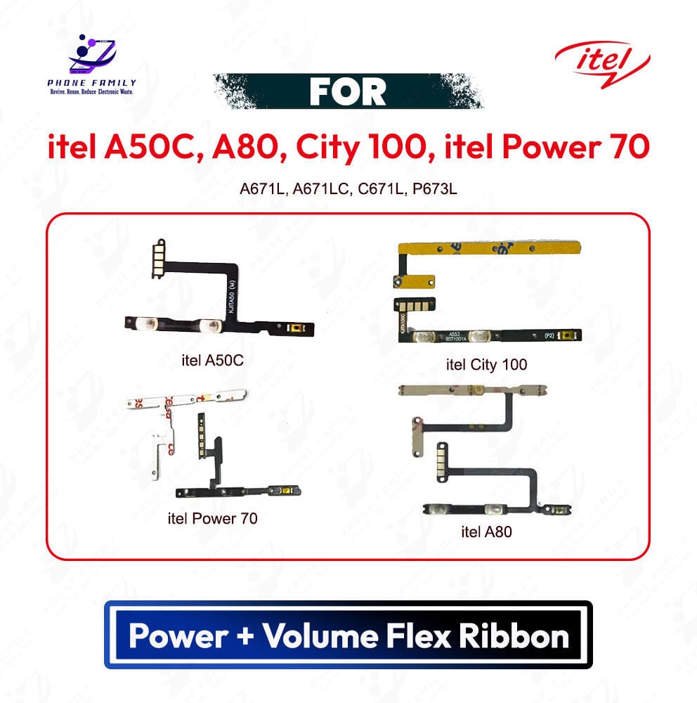 itel A50C, A80, City 100, itel Power 70 Power Button Volume/On Off Key Flex Cable Replacement Parts - Price in Bangladesh