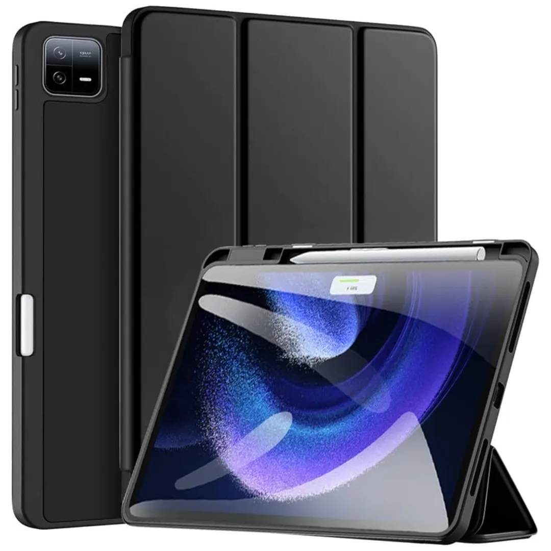 Robustrion Cover For Xiaomi Mi Pad 7 Cover, Trifold Flip Case Cover With Pencil Holder For Xiaomi Mi Pad 7 11.2 Inch, Support Auto Sleep Wake - Black/Blue