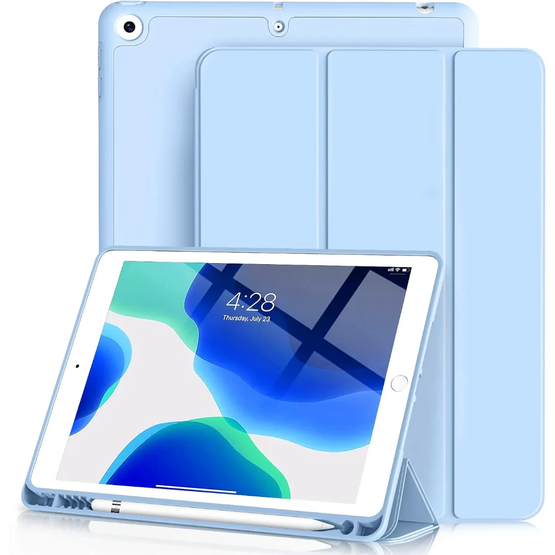 For Ipad 9Th Generation 2021/Ipad 8Th Generation 2020/Ipad 7Th Generation 2019 Case With Pencil Holder, Ipad 10.2 Inch Smart Stand Case With Soft Tpu Back Cover, Auto Sleep/Wake