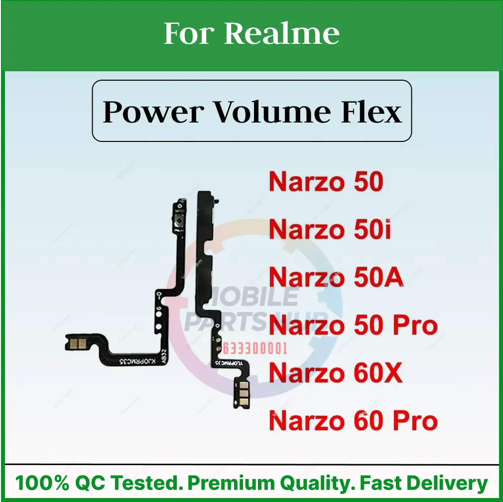 Power Volume Flex Cable For Realme Narzo 50 60 Pro 50i 50A Prime Narzo 60X On OFF Power Volume Buttons Side Keys Flex Cable Flex Cables Price in Bangladesh - Mobile.com.bd