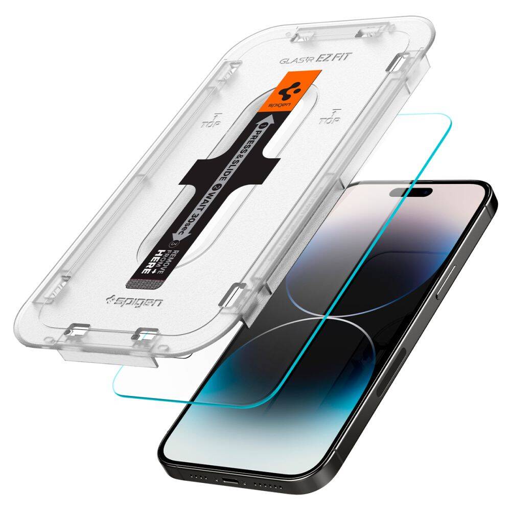 Apple Spigen Tempered Glass Screen Protector [GlasTR EZ FIT] designed Easy Stick Box Full Screen HD Tempered Glass Screen Protector For iPhone 14 Pro Max / 14 Pro / 14 Plus / 14 (1 Screen Protectors Price in Bangladesh - Mobile.com.bd