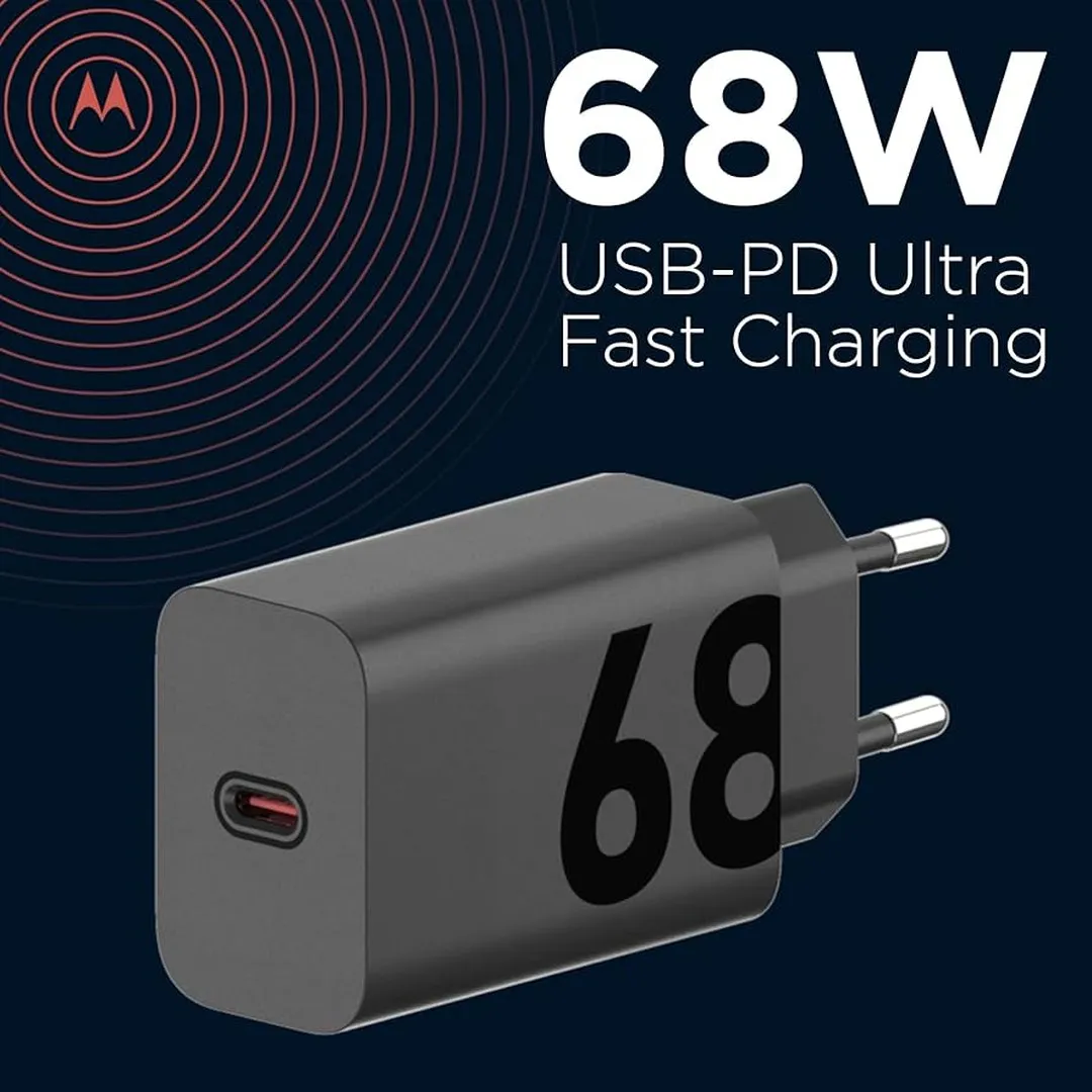 Motorola 68W USB-C Charger with GanFast Technology Motorola Universal Charger PD Motorola Turbo-Power 68W USB-C Wall Charger Chargers Adapters Price in Bangladesh - Mobile.com.bd