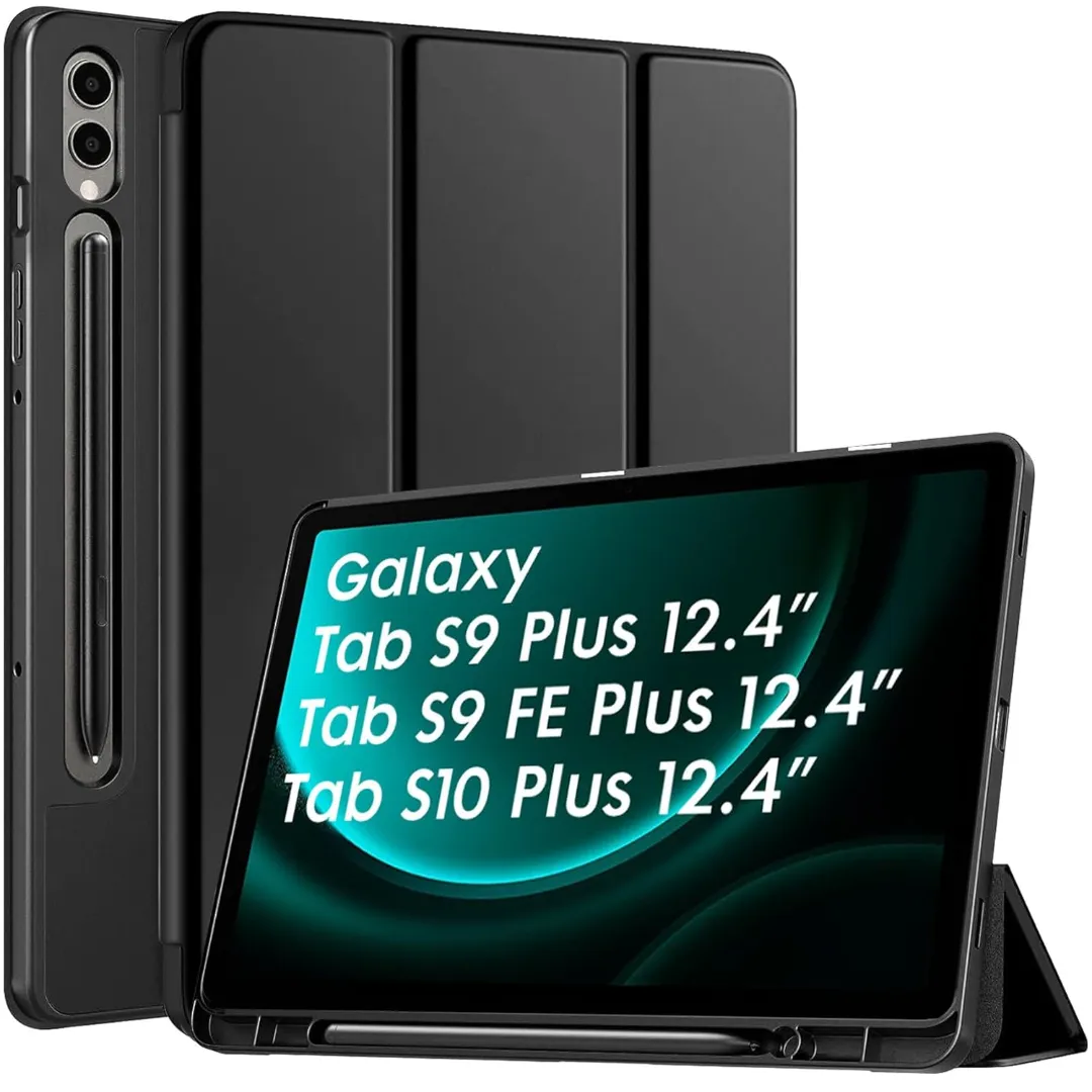 Robustrion Cover For Samsung Tab S9 Plus/S9 Fe Plus/S10 Plus 12.4" Cover Case Flip Stand Back Case Cover [S Pen Holder] For Samsung Galaxy Tab S9 Plus/Tab S9+ / S9 Fe Plus / S9 Fe+ / S10 Plus / S10+ Cover Tablet Cover With [Auto Sleep/Wake]-Black/Navy Blu - Price in Bangladesh
