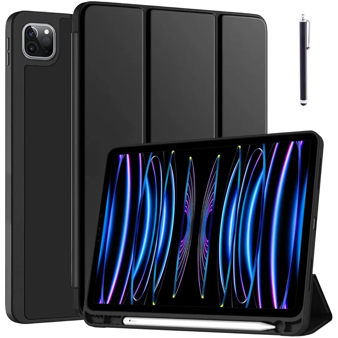 Case For Apple Ipad Pro 11 Inch 4Th/3Rd/2Nd/1St Generation 2022/2021/2020/2018, Slim Trifold Stand Soft Tpu Back Cover With Built-In Pencil Holder [Auto Sleep/Wake]