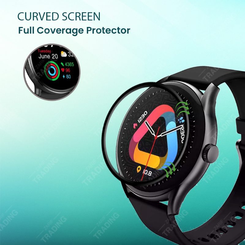 QCY WATCH GT Screen Protector Full Coverage Anti Scratch Anti Fingerprint Automatic Scratch Repair Easy Install - Price in Bangladesh