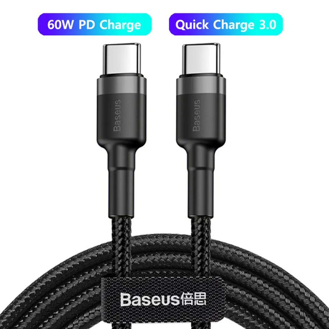 Baseus Type C To C 60w Cable For iPhone 15 60w PD Fast Charging Charger Cord For Macbook Xiaomi Samsung Type-C Cable Chargers Adapters Price in Bangladesh - Mobile.com.bd