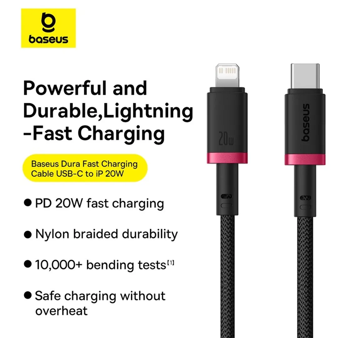 Baseus Type-C to Lightning 2m Cable For Iphone PD 20W Dura Series Fast Charging Cable Cables Price in Bangladesh - Mobile.com.bd