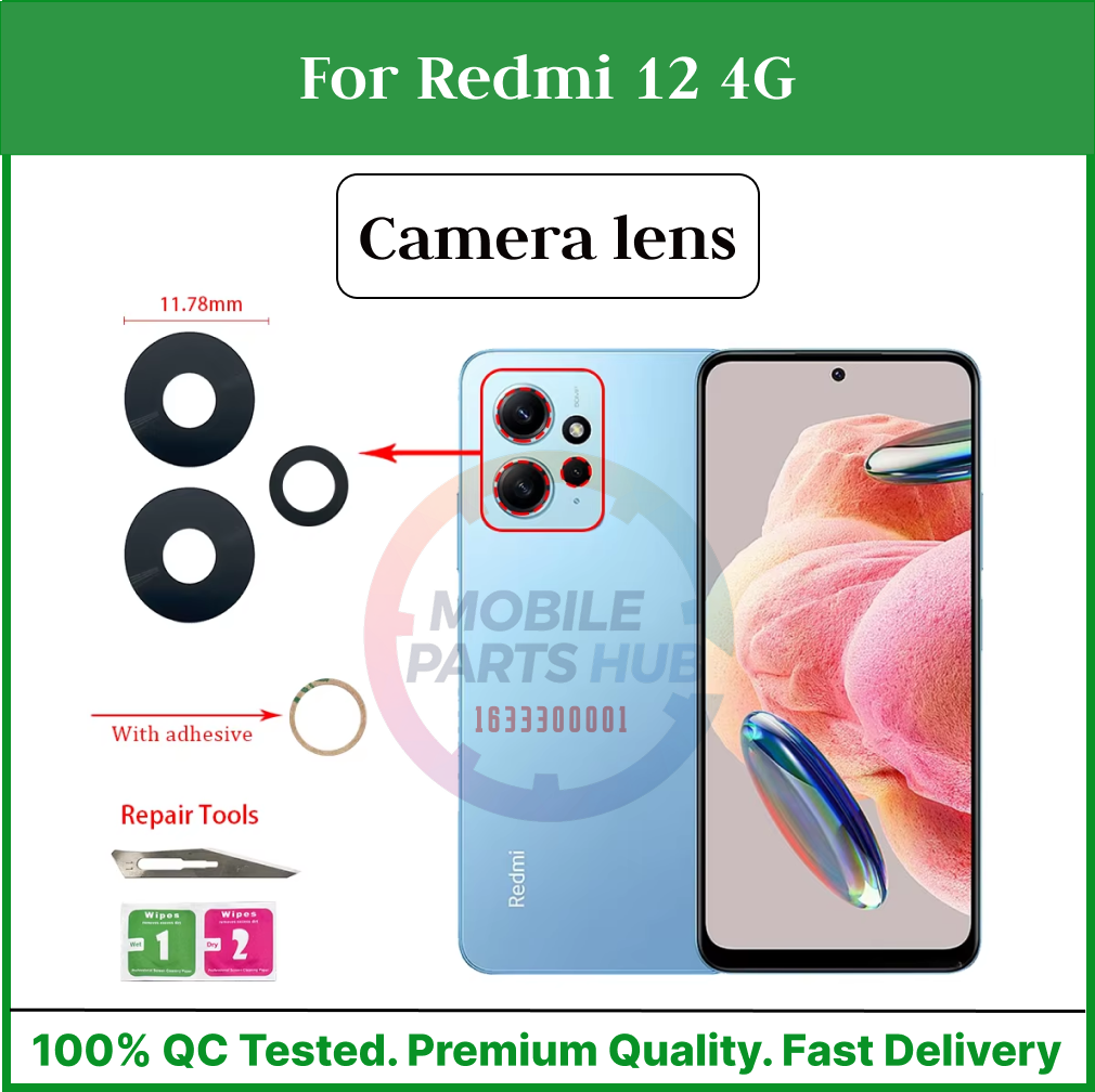 Camera Main Glass Lens for Redmi 12 4G Replacement Part (Not Tempered Camera Glass Protector) Mobile Parts & Accessories Price in Bangladesh - Mobile.com.bd