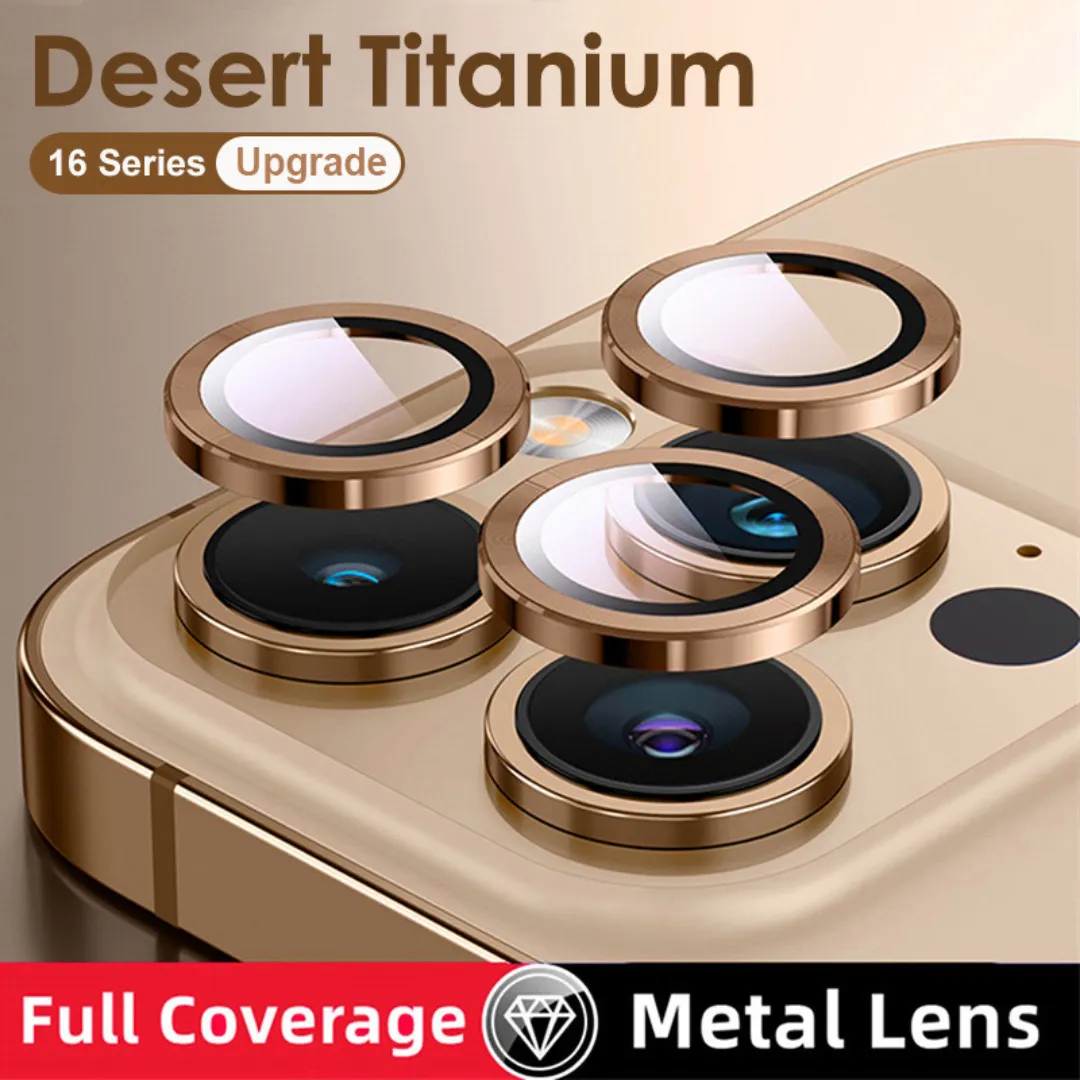 Camera Lens Protector For Iphone 16 Pro Max / Iphone 16 Pro, 9H Tempered Glass Metal Individual Ring Cover, Easy Installation Tray, Hd Clear, 1 Set